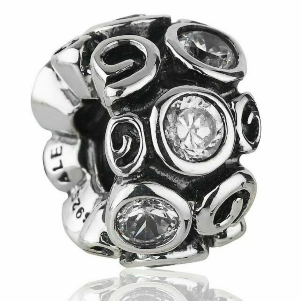 Authentic PANDORA 925 Silver Primrose Clear CZ - Picture 2 of 8